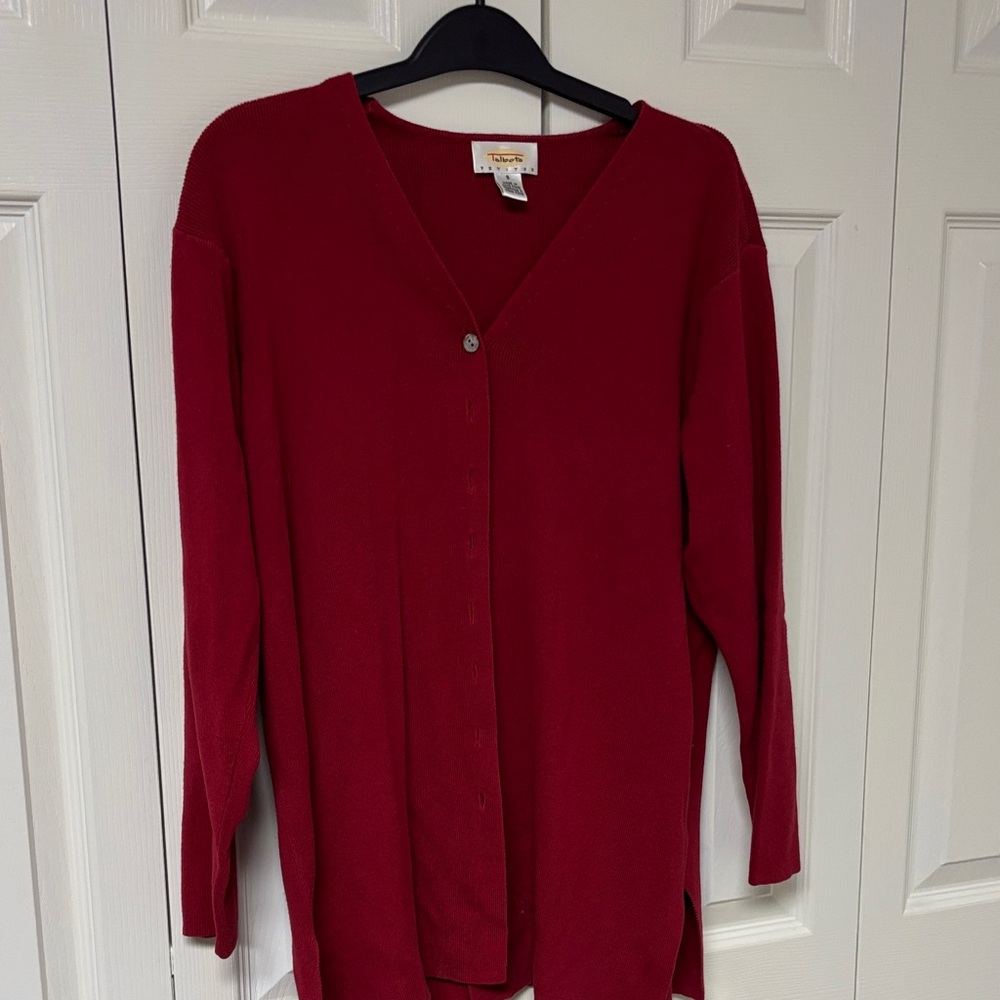 Talbots Deep Red V-Neck Cardigan